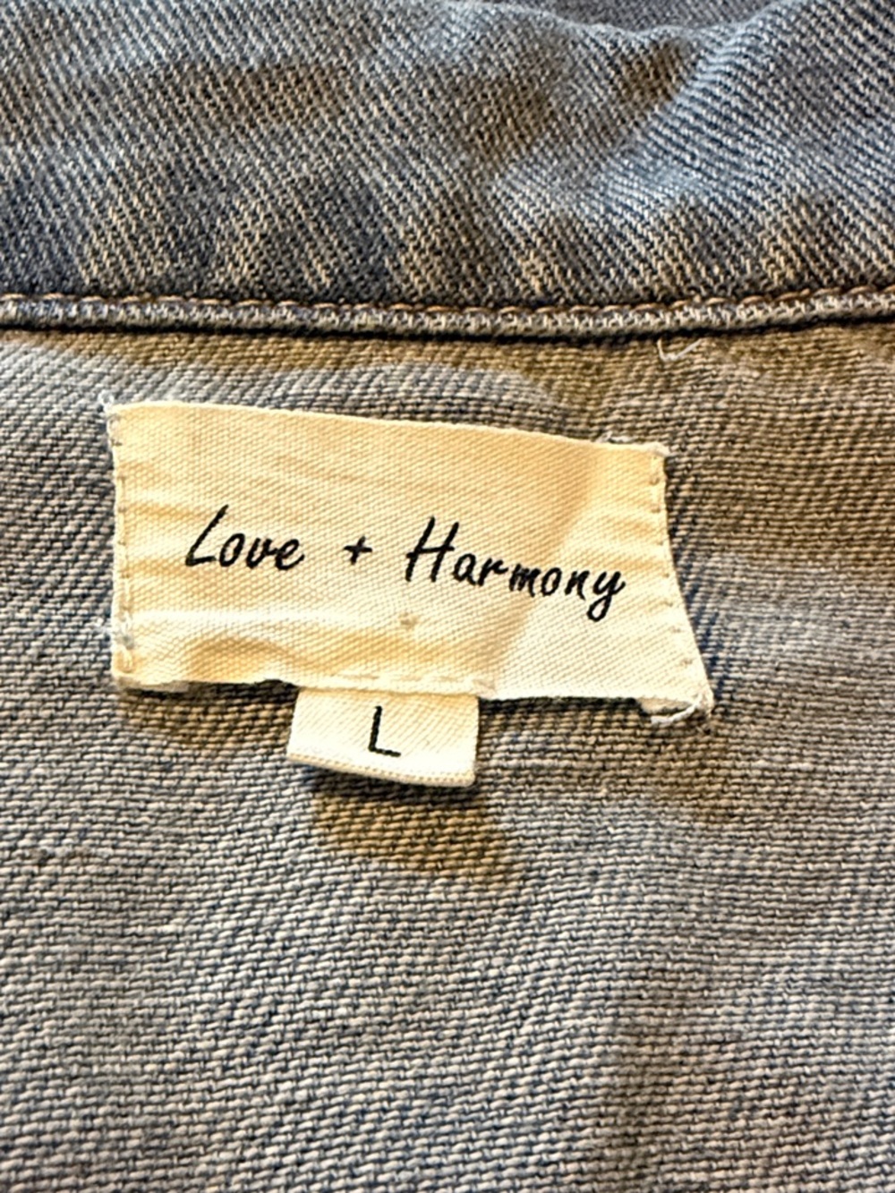 Love + Harmony Light Wash Denim Long Sleeve Button Down Denim Mini Shirt Dress - Picture 5 of 6